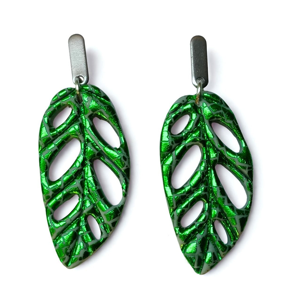 Pendiente Monstera Verde