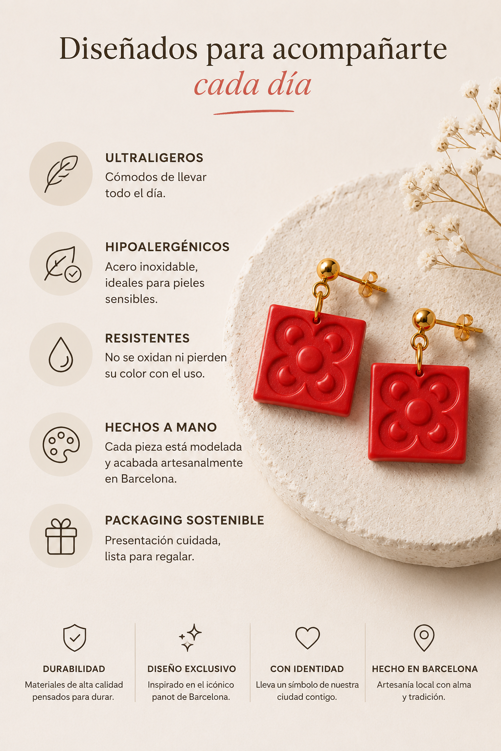 Pendientes Panot Rojo