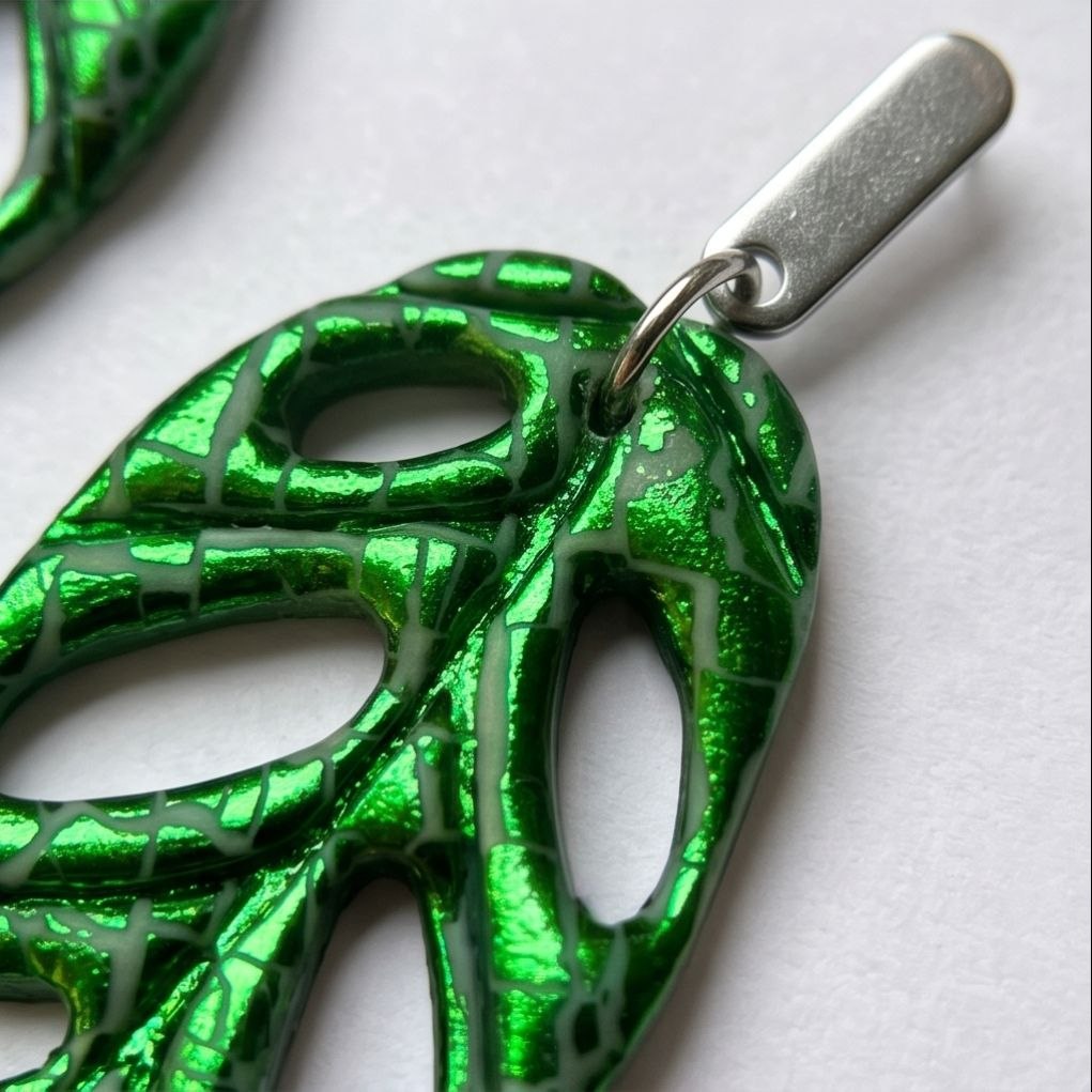 Pendiente Monstera Verde