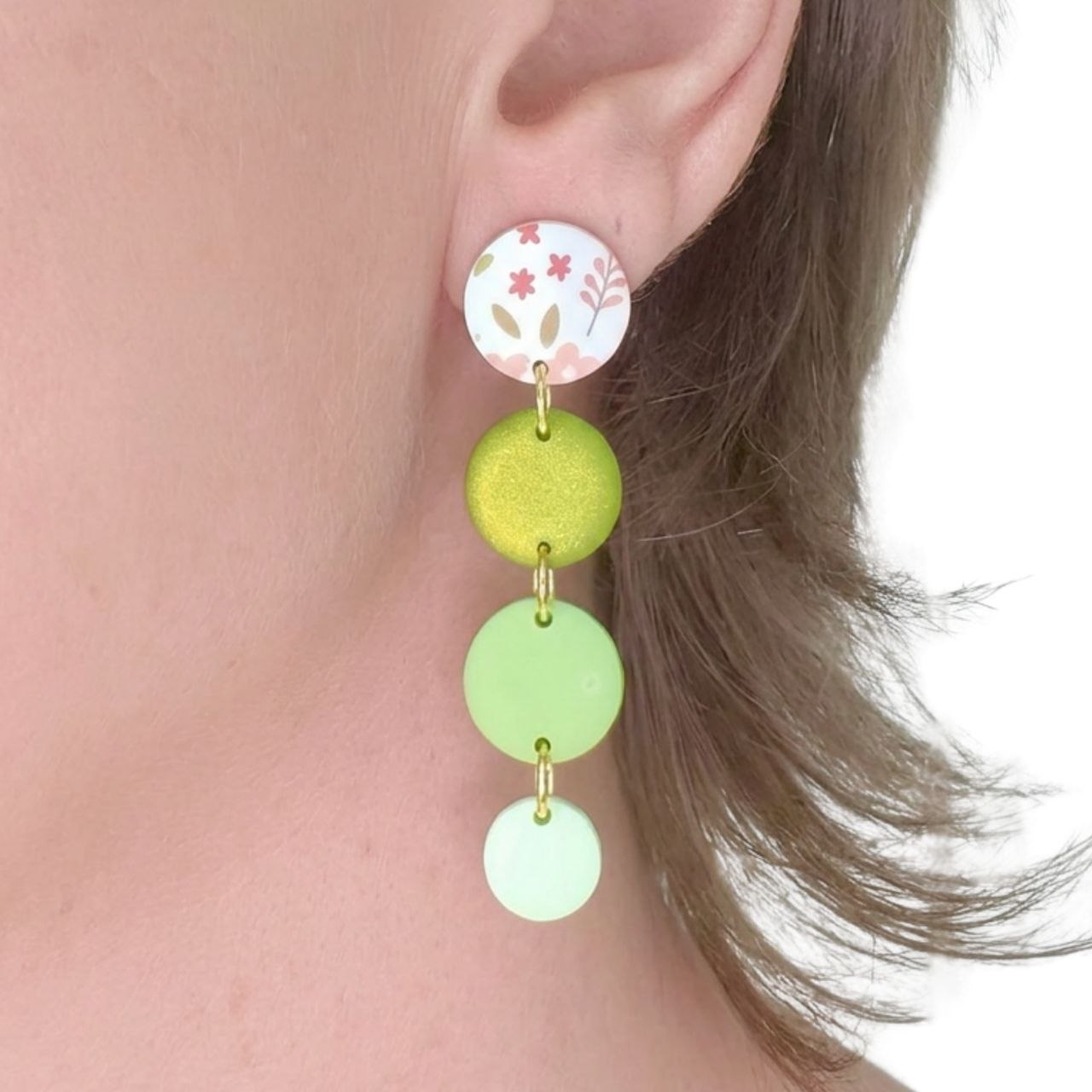 Pendientes botón verde