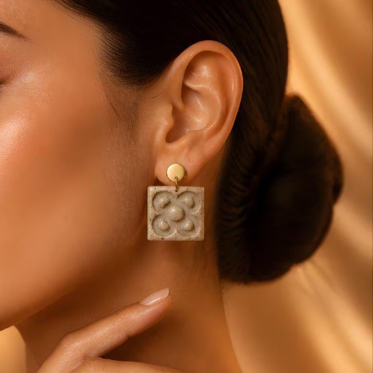 pendientes forma adoquín Barcelona, Flor de Barcelona